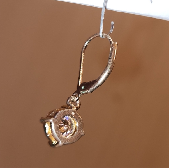 Round Faceted Pink Stone Earrings - Picture 10 of 11